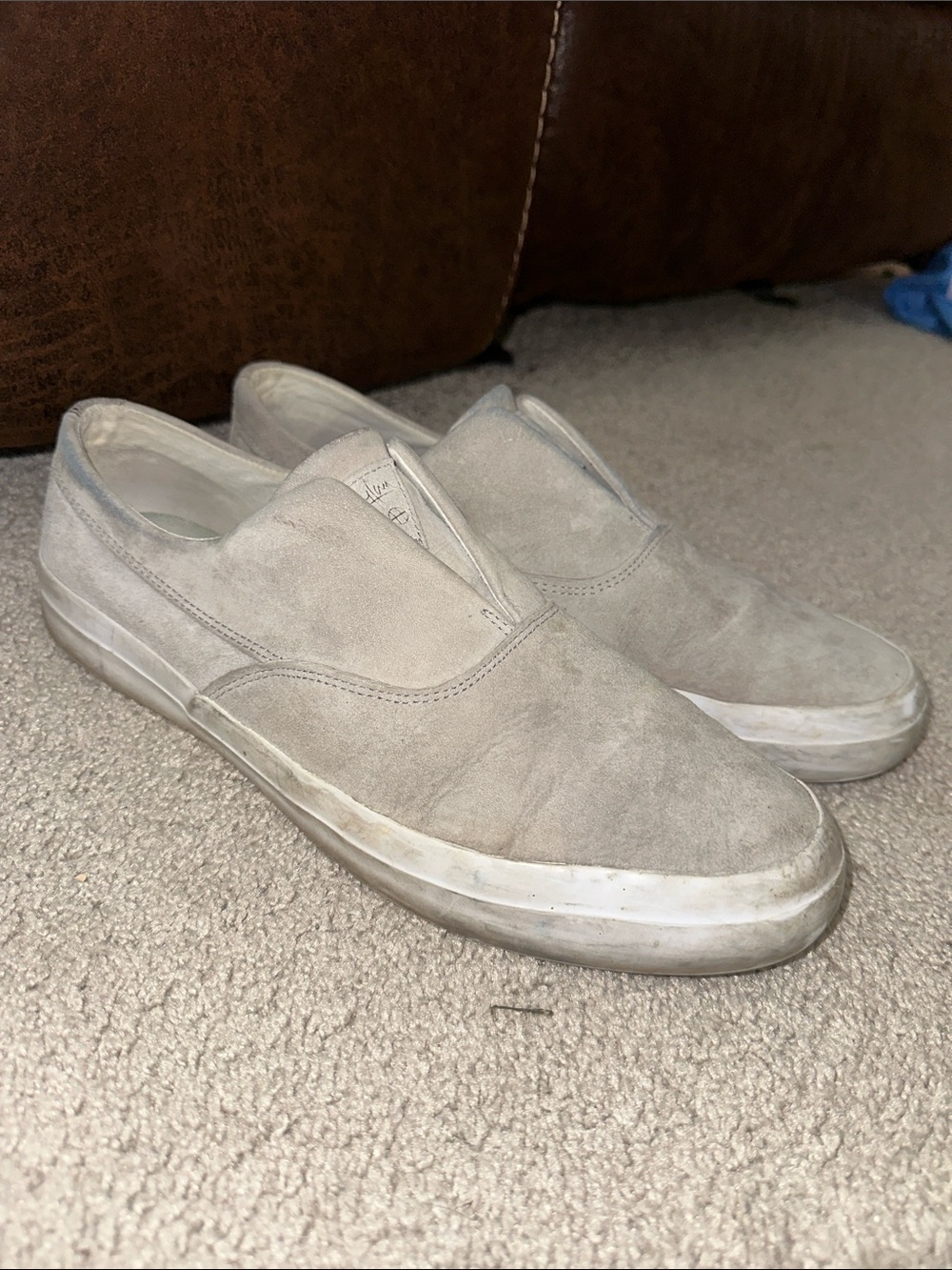 HUF Dylan Grey Beige Suede Mens Slip Ons